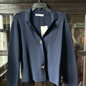 Zara silver flower button knit cardigan